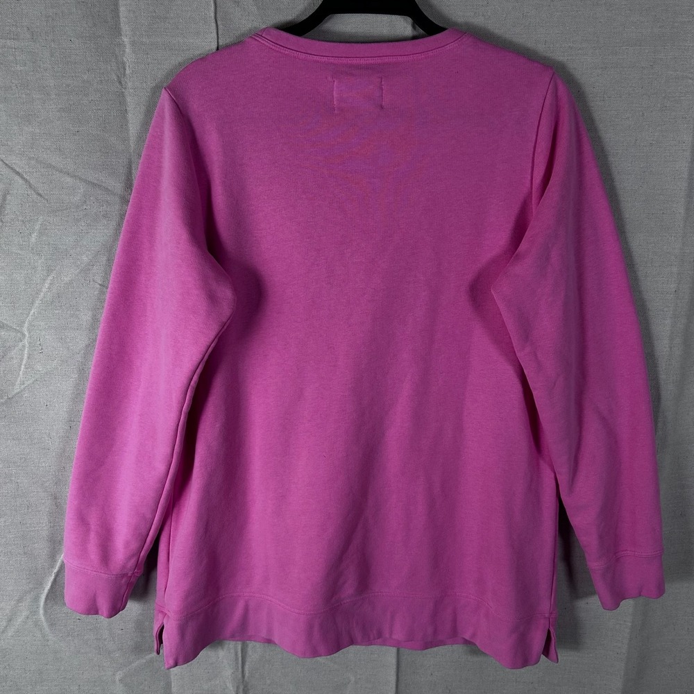 Lands End Serious Sweats Pink Crew Neck Sweatshirt Womens Small 6-8 Side Slit‎ - Picture 4 of 6